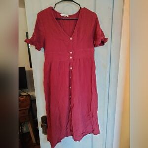 Marron button down dress, cotton gauze